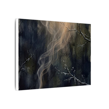 Incense Smoke Winter Canvas Art | Dark Japandi Moody Design