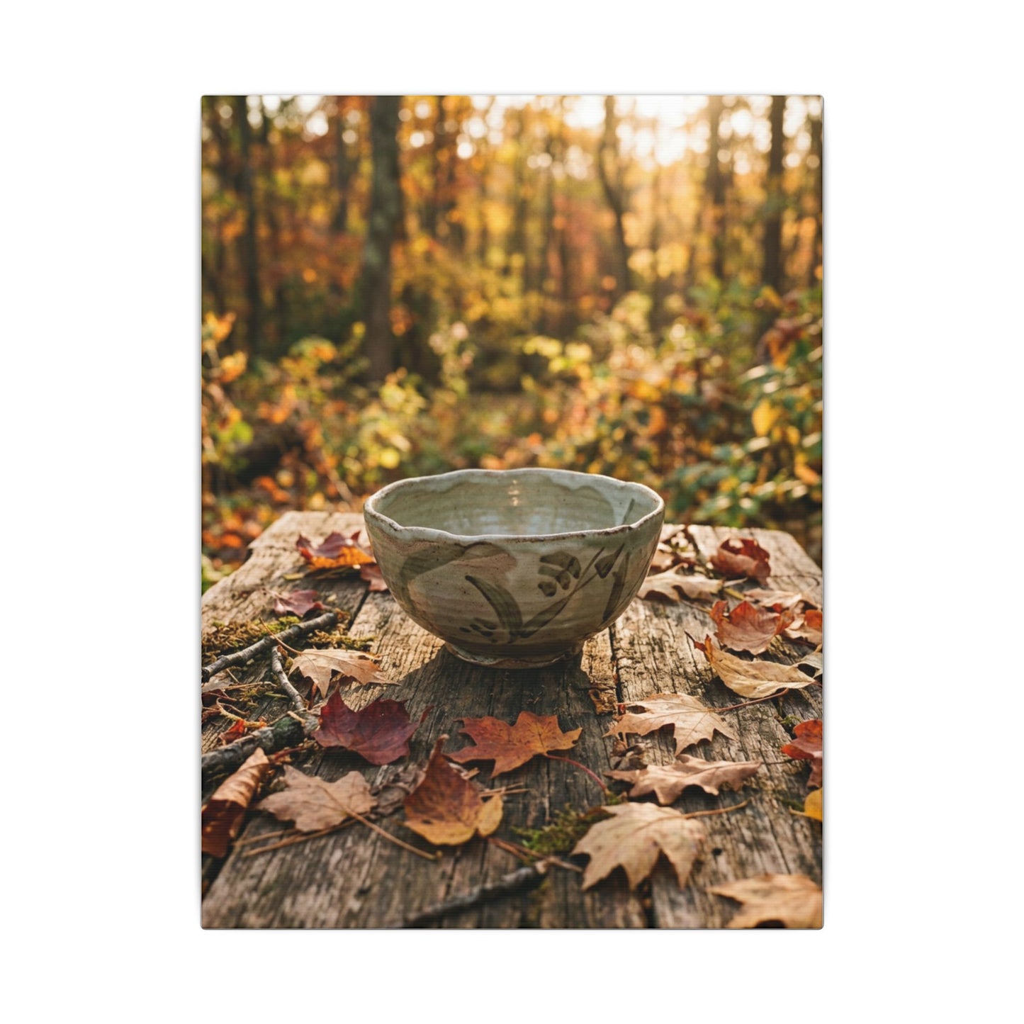 Golden Hour Ceramic Bowl Canvas Art - Japandi Fukinsei