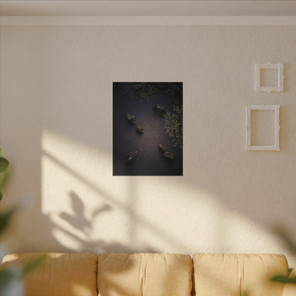 Dark Japandi Rock Garden in Dawn | Shadow Zen Canvas Art