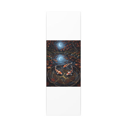 Koi Pond Canvas Art | Autumn Kintsugi Gold Repair Art