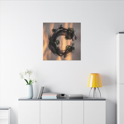 Ink Brushstroke Spring Canvas Art | Dark Japandi Bold Design