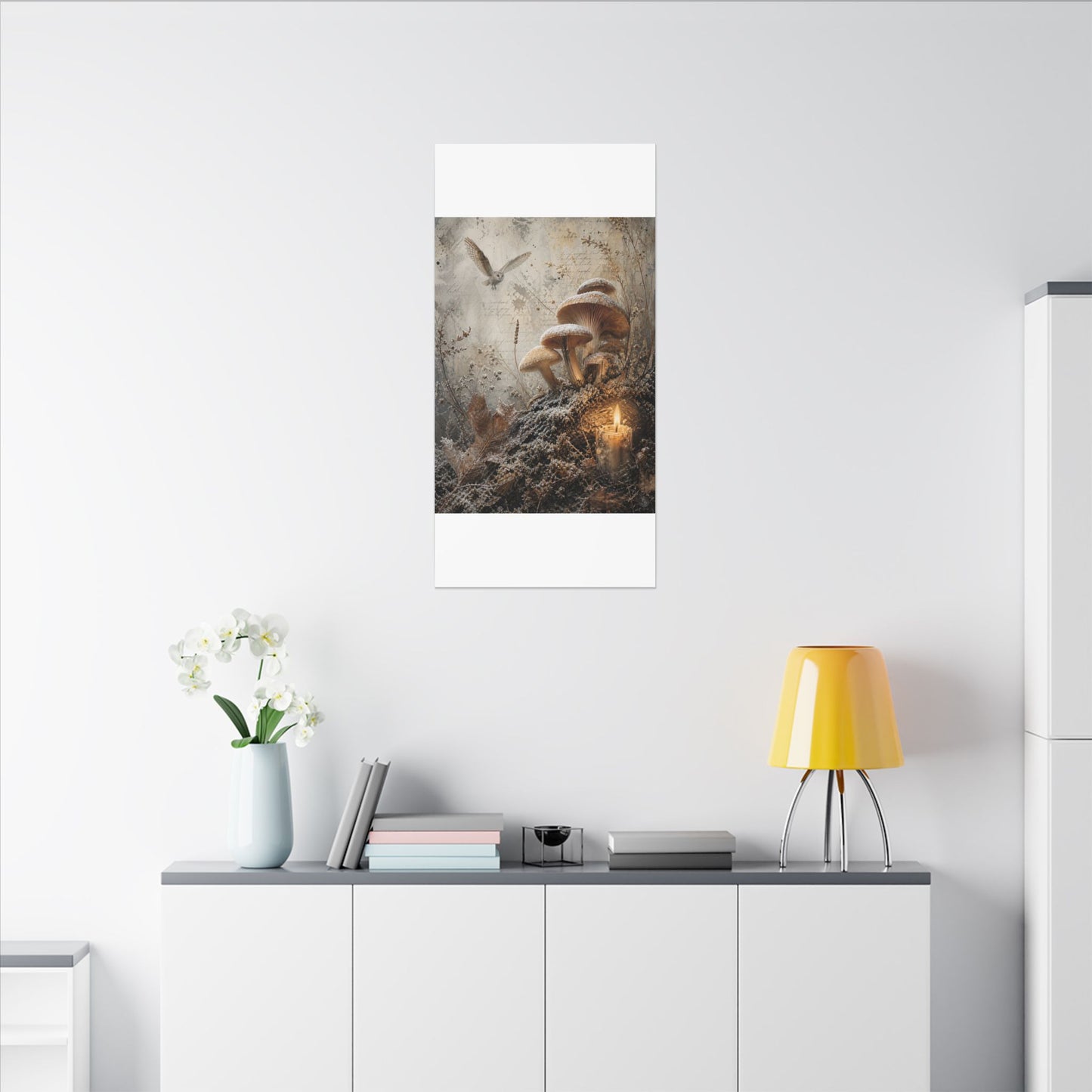 Wild Mushrooms Texture Canvas Art | Elegant Japandi Art