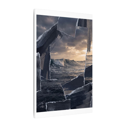 Fukinsei Ocean Wave Canvas Art - Dark Japandi Shadow Zen