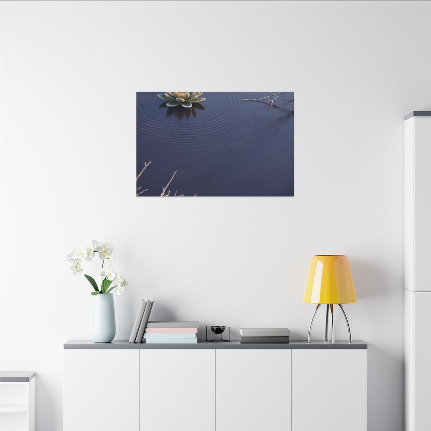 Lotus Flower Canvas Art | Winter Zen Karesansui Art