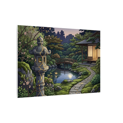 Spring Moonlit Garden Gold Vein Canvas Art | Resilient Decor