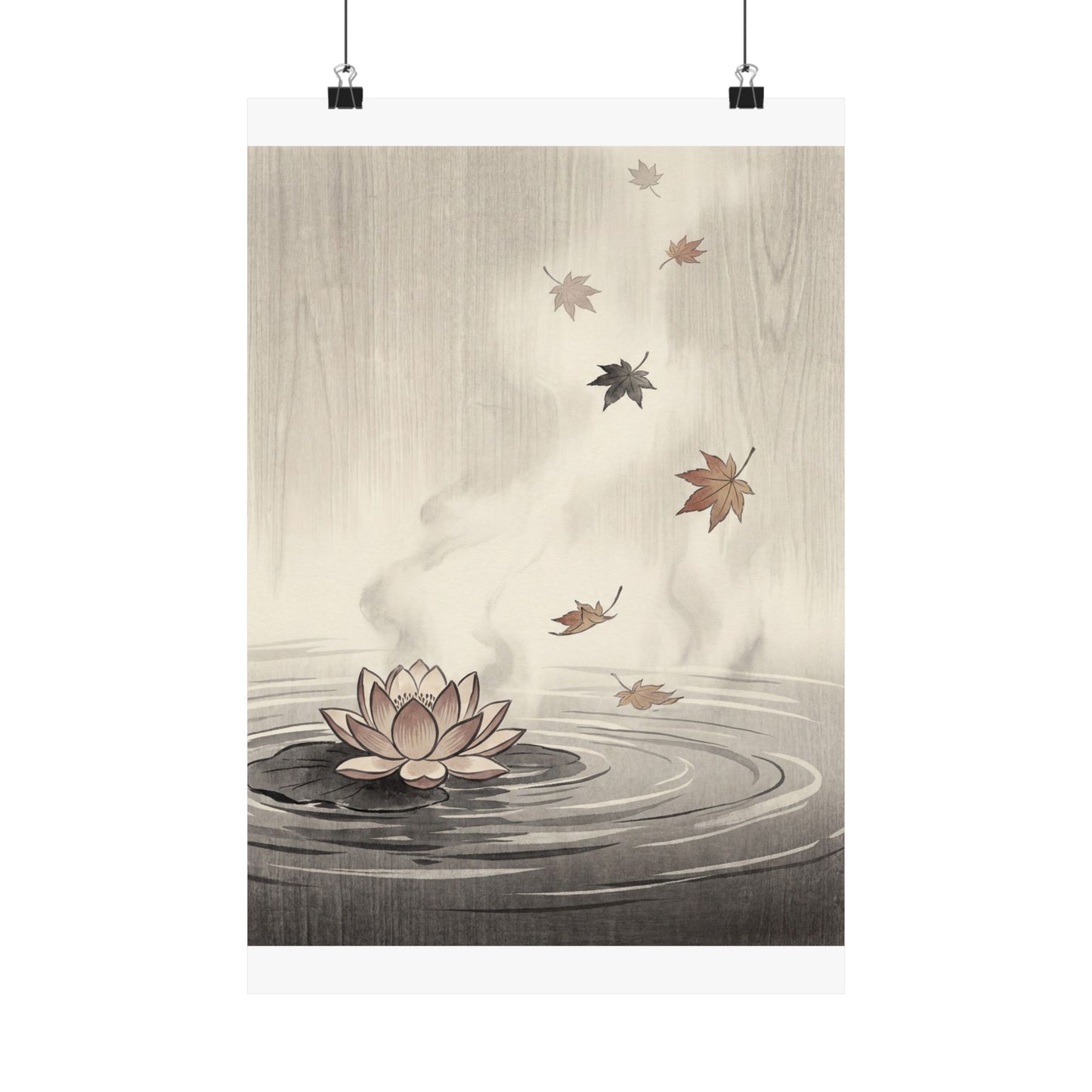 Lotus Flower Wall Art Print | Autumn Zen Ukiyo E Inspired Art Art Print