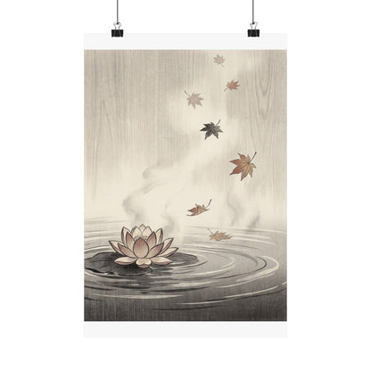 Lotus Flower Wall Art Print | Autumn Zen Ukiyo E Inspired Art Art Print