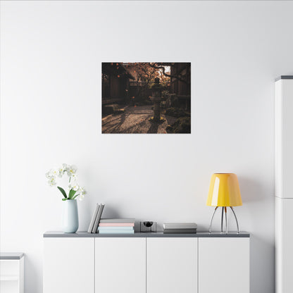 Seijaku Stone Lantern Canvas Art - Dark Japandi Shadow Zen