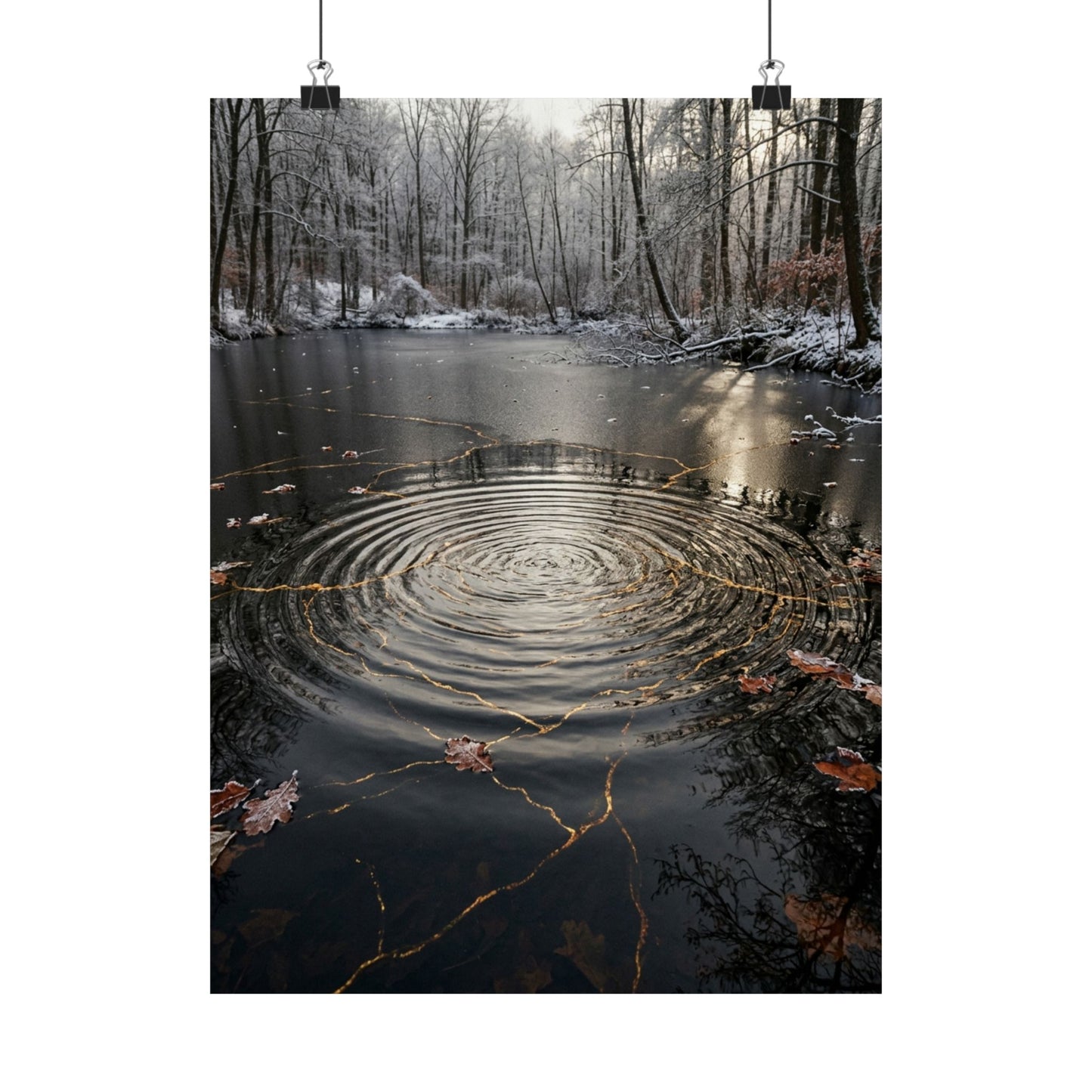 Water Ripple Wall Art Print | Winter Kintsugi Broken Beauty Art