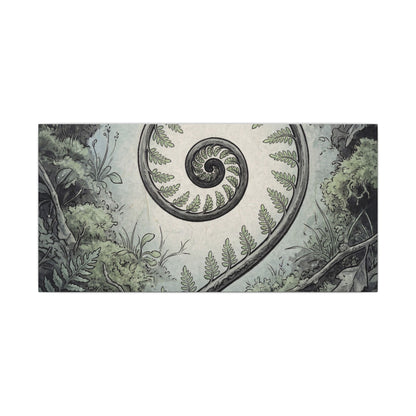 Zen Fern Unfurling in Dawn | Ukiyo E Inspired Canvas Art