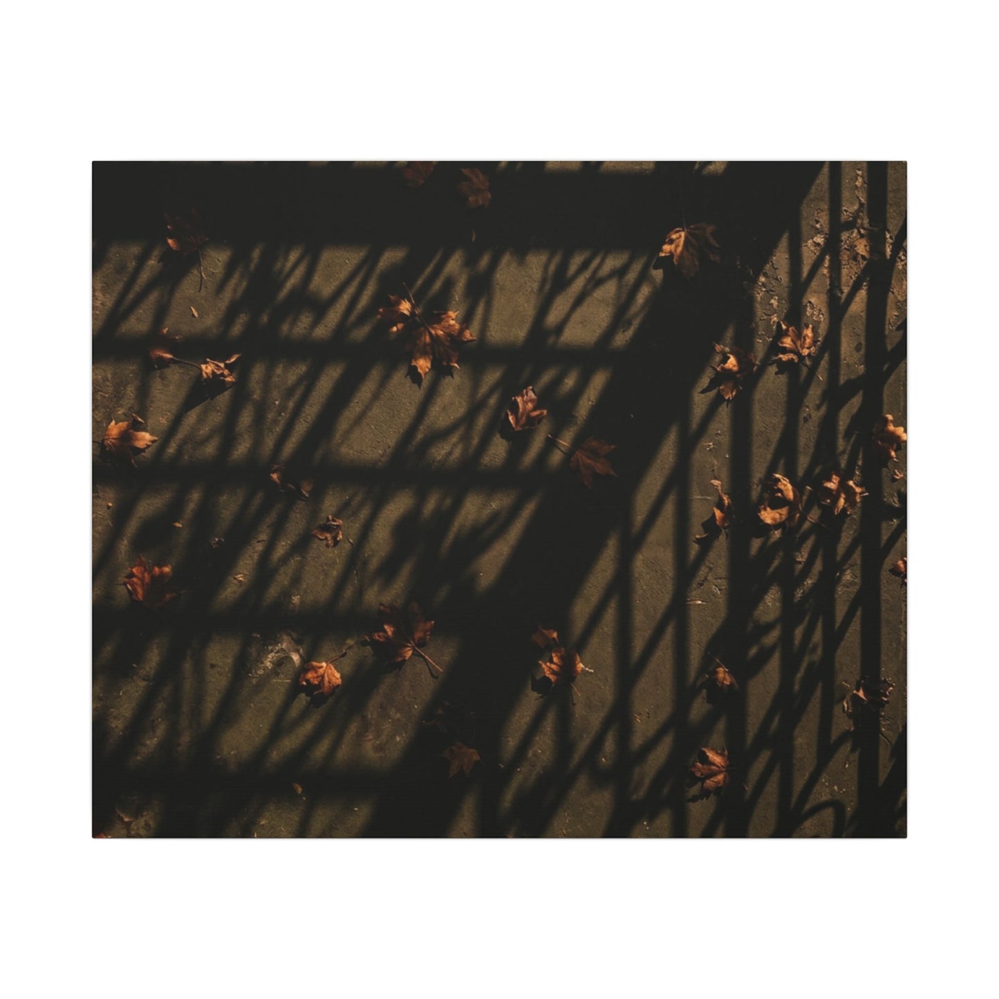 Shadow Play Canvas Art | Autumn Dark Japandi Moody Minimal Art