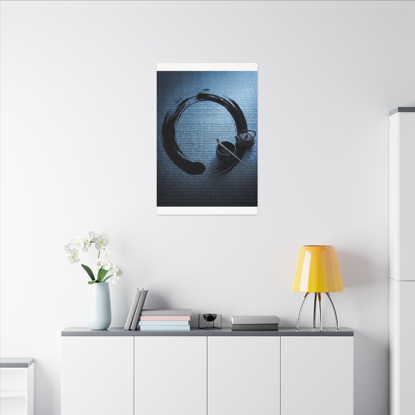 Winter Tea Ceremony Enso Canvas Art | Peaceful Decor