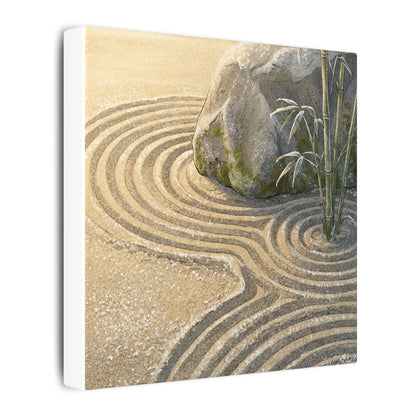 Rock Garden Winter Canvas Art | Zen Peaceful Design