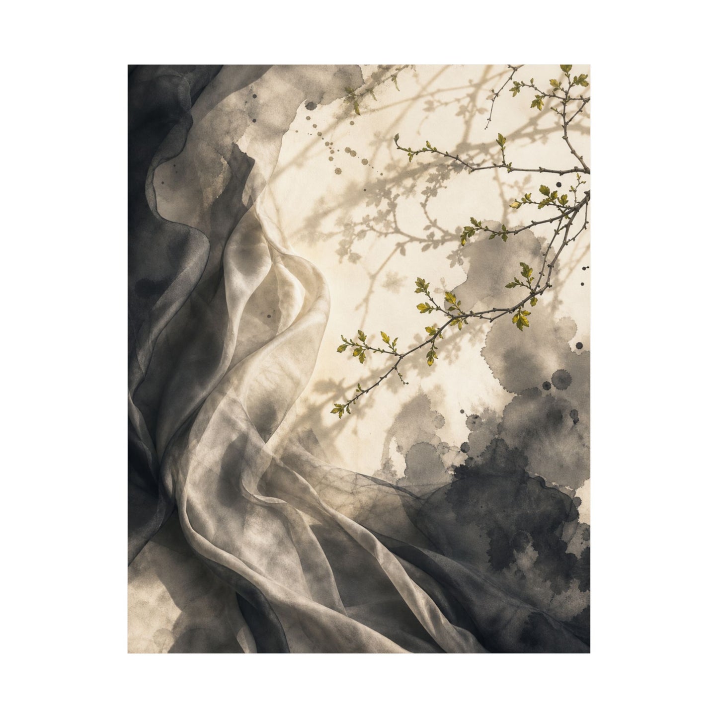 Silk Drape Spring Wall Art Print | Japandi Earthy Design