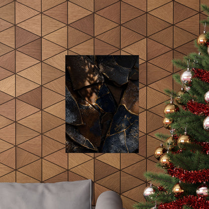 Fukinsei Broken Pottery Wall Art Print - Dark Japandi Dark Texture
