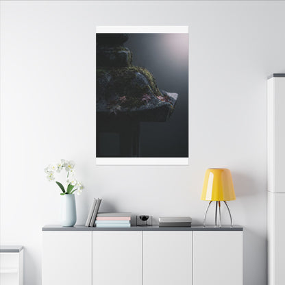 Stone Lantern Moody Minimal Canvas Art | Sophisticated Dark Japandi Art