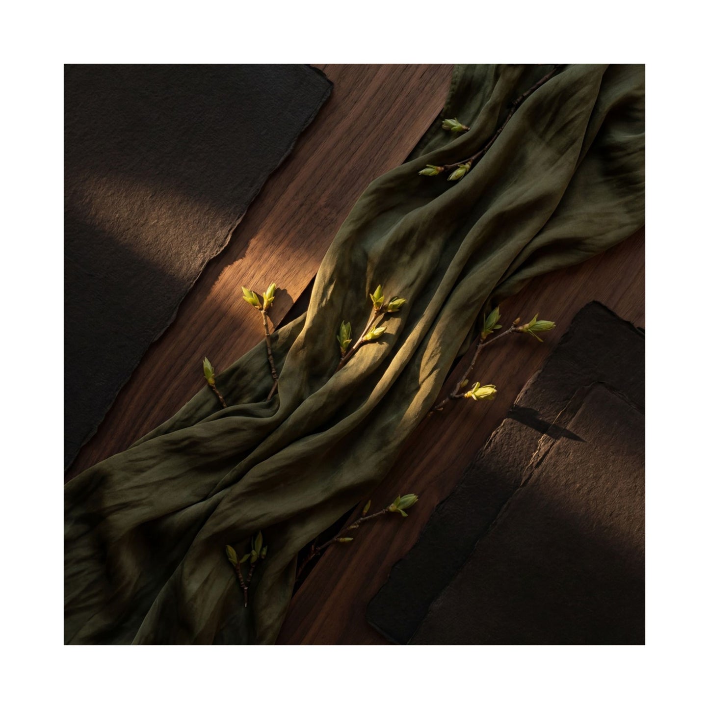 Silk Drape Spring Wall Art Print | Dark Japandi Bold Design