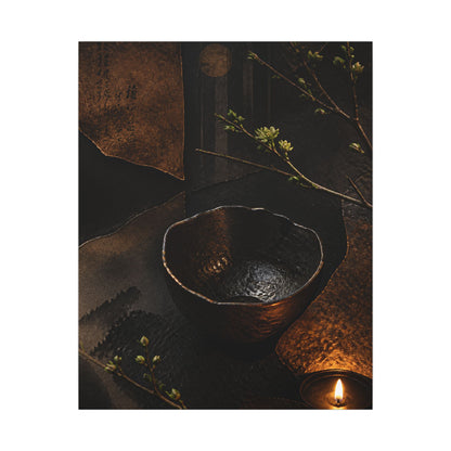 Atmospheric Ceramic Bowl Canvas Art - Shadow Zen Dark Japandi