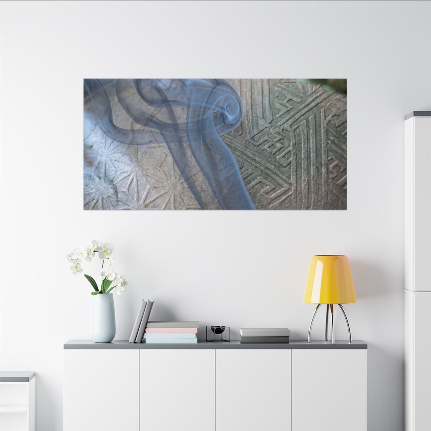 Spring Incense Smoke Japanese Pattern Canvas Art | Neutral Decor