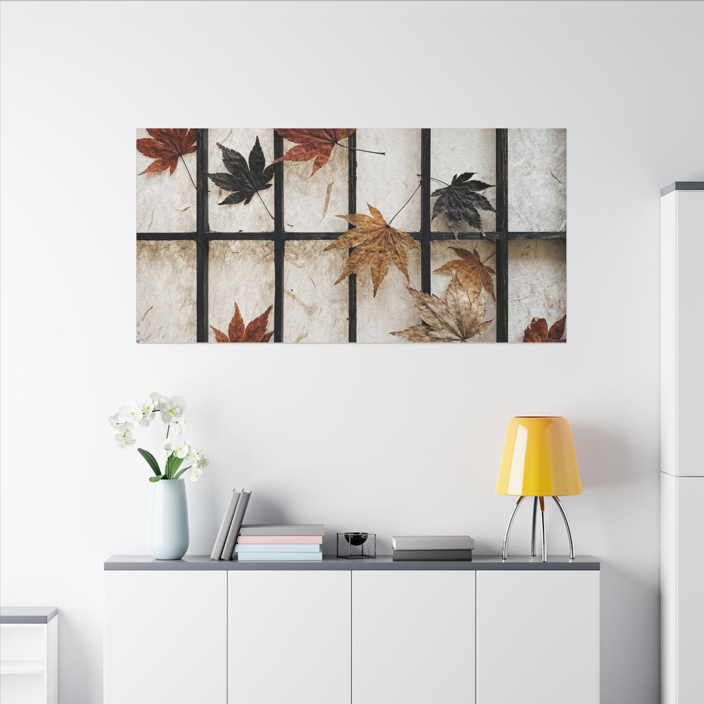 Japandi Shoji Screen in Overcast | Texture Canvas Art
