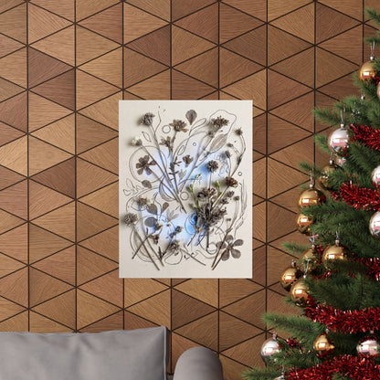 Neutral Dried Flowers Wall Art Print - Minimal Line Japandi