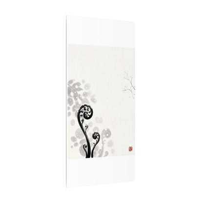 Winter Fern Unfurling Ukiyo E Inspired Canvas Art | Peaceful Decor