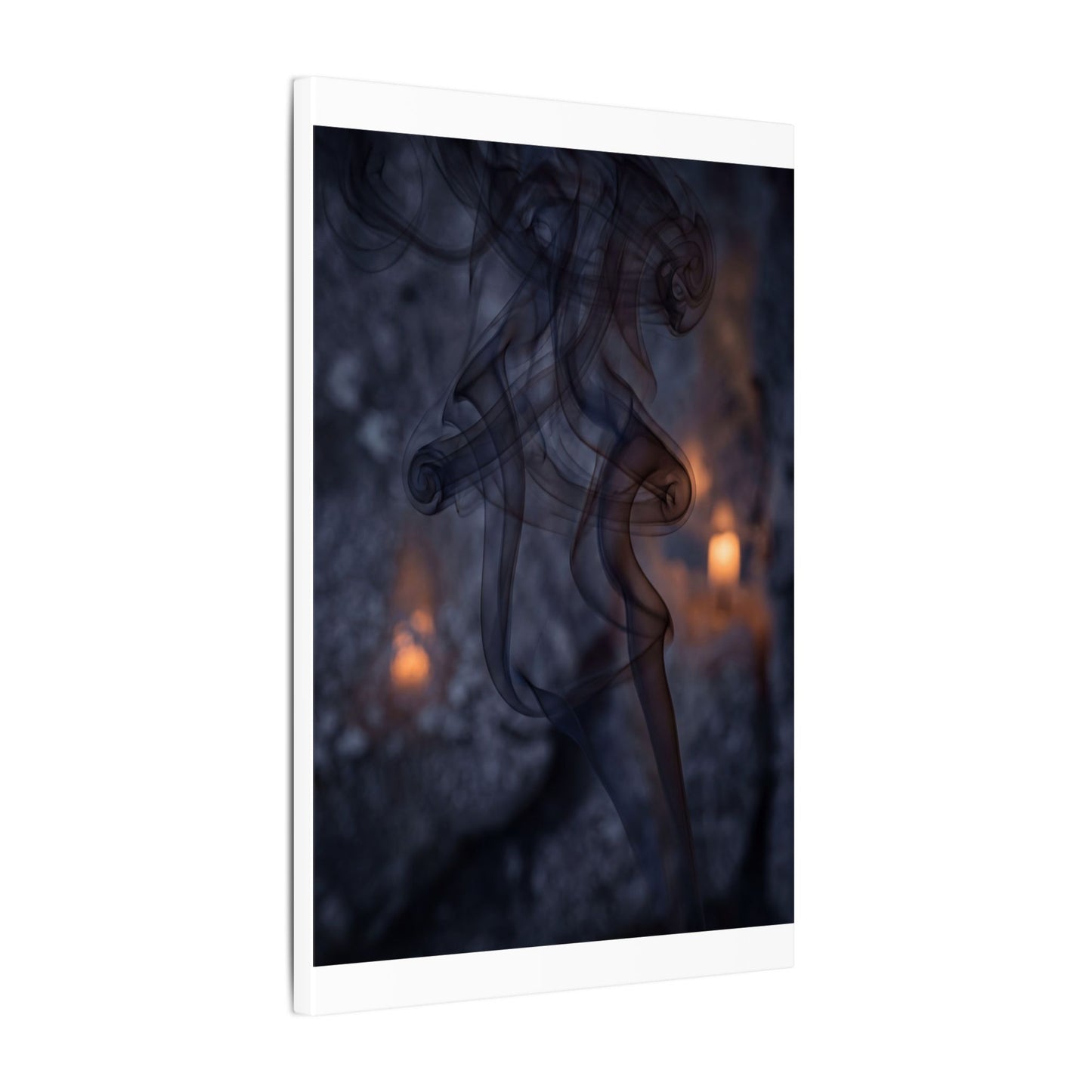 Incense Smoke Winter Canvas Art | Dark Japandi Sophisticated Design