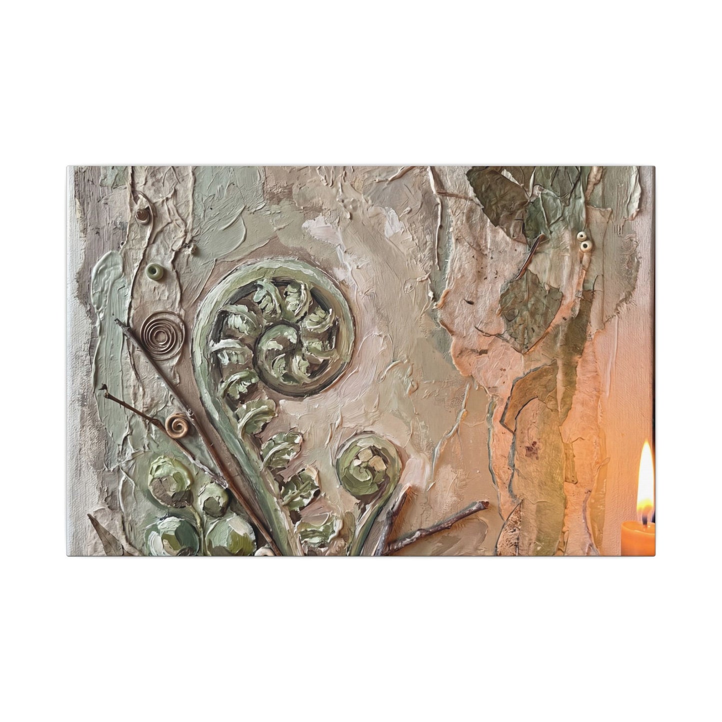 Datsuzoku Fern Unfurling Canvas Art - Japandi Texture