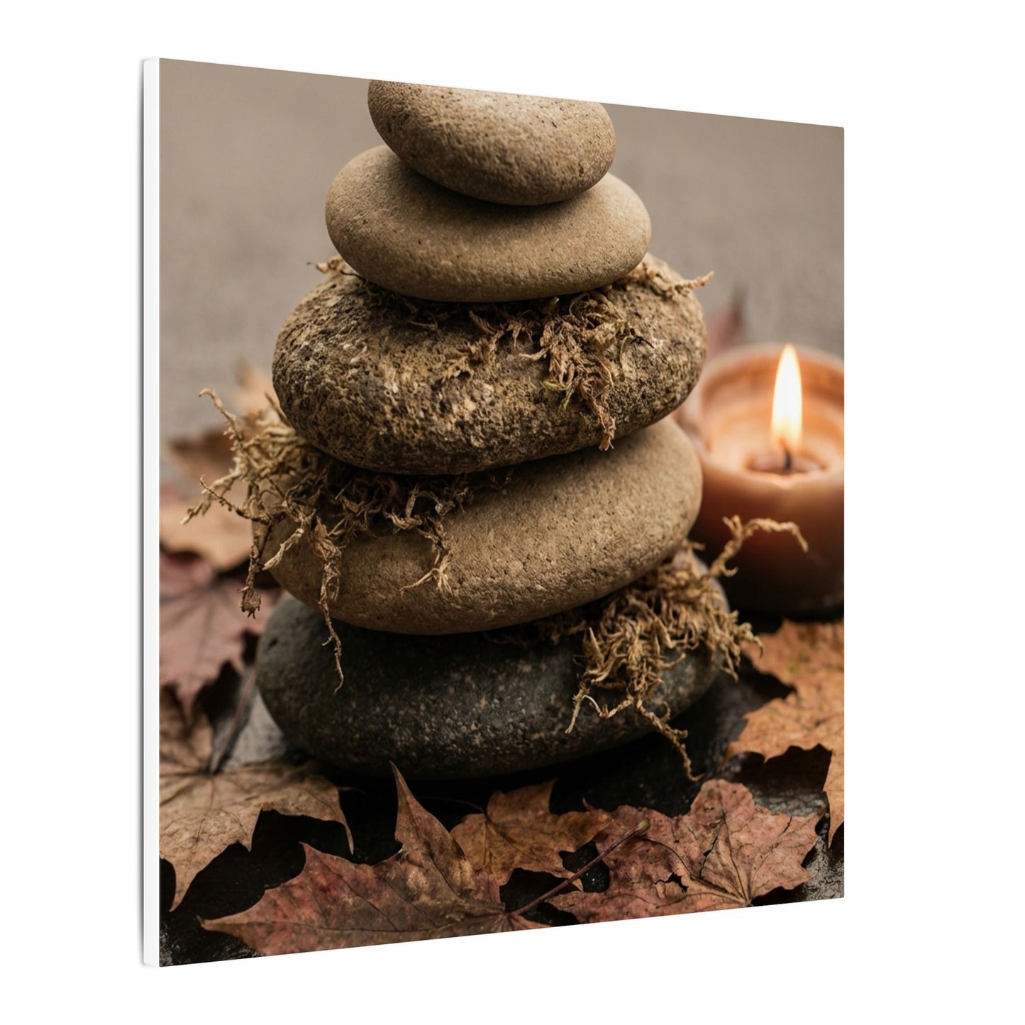 River Stones Canvas Art | Autumn Japandi Texture Art