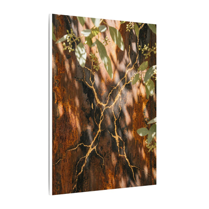 Kanso Rust Patina Canvas Art - Kintsugi Gold Vein
