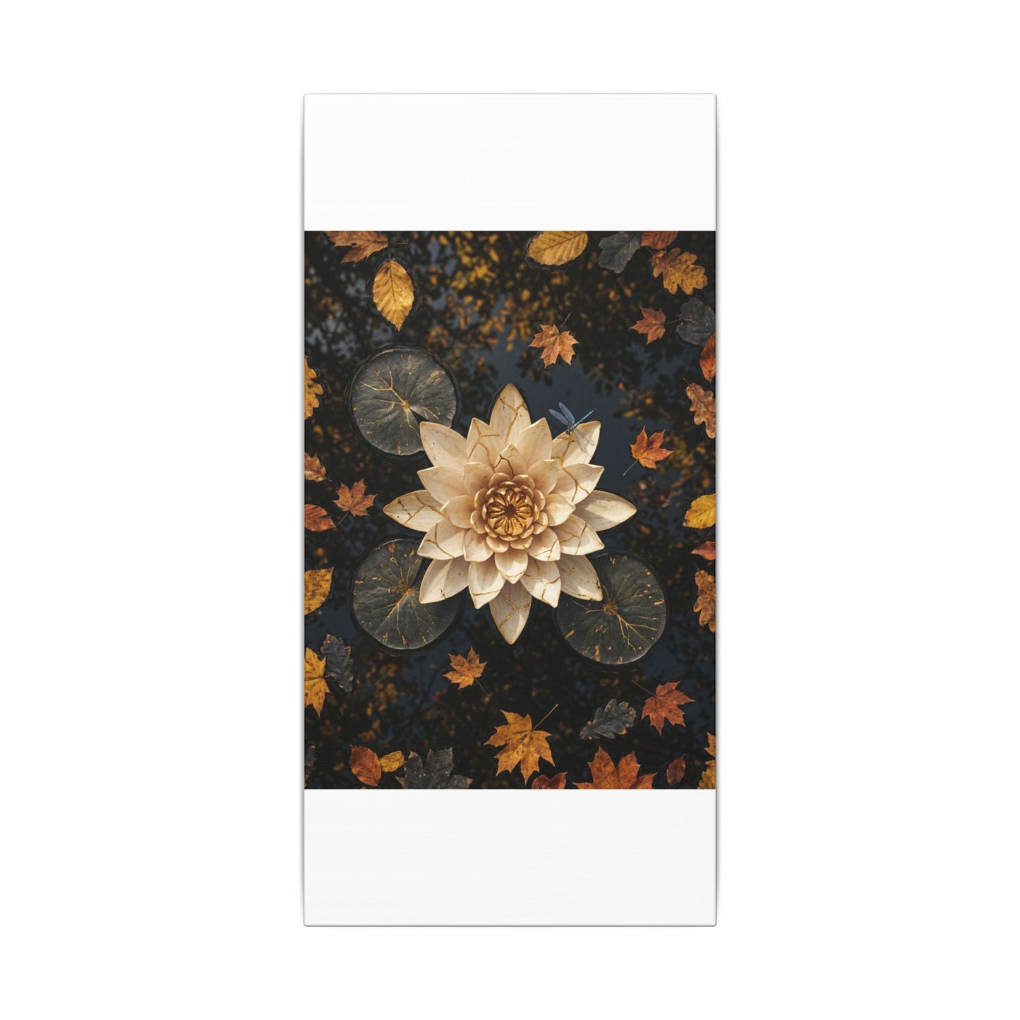 Kintsugi Lotus Flower in Dappled | Gold Repair Canvas Art