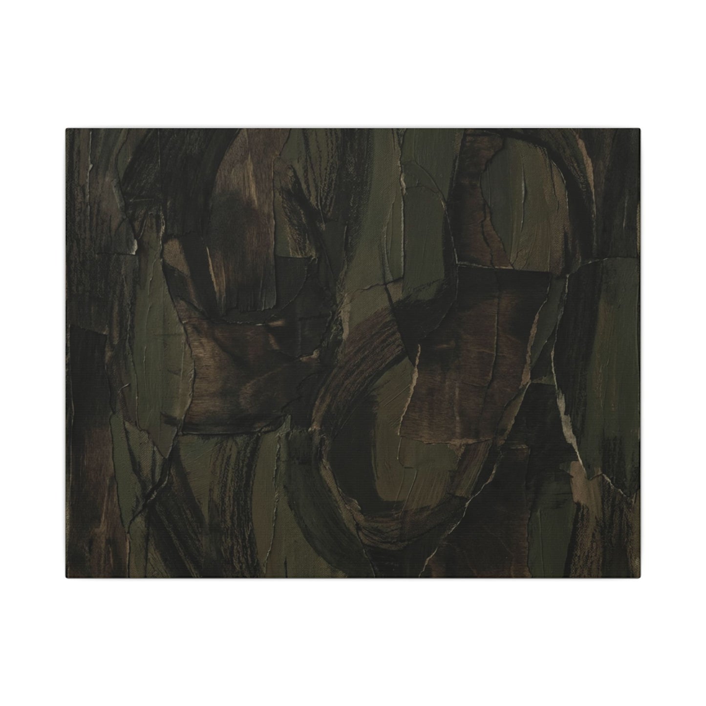 Mixed Media Dark Japandi Textured Canvas Art | Mixed Media Dark Texture Art Print