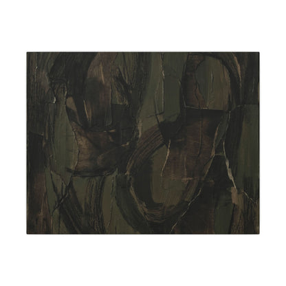 Mixed Media Dark Japandi Textured Canvas Art | Mixed Media Dark Texture Art Print