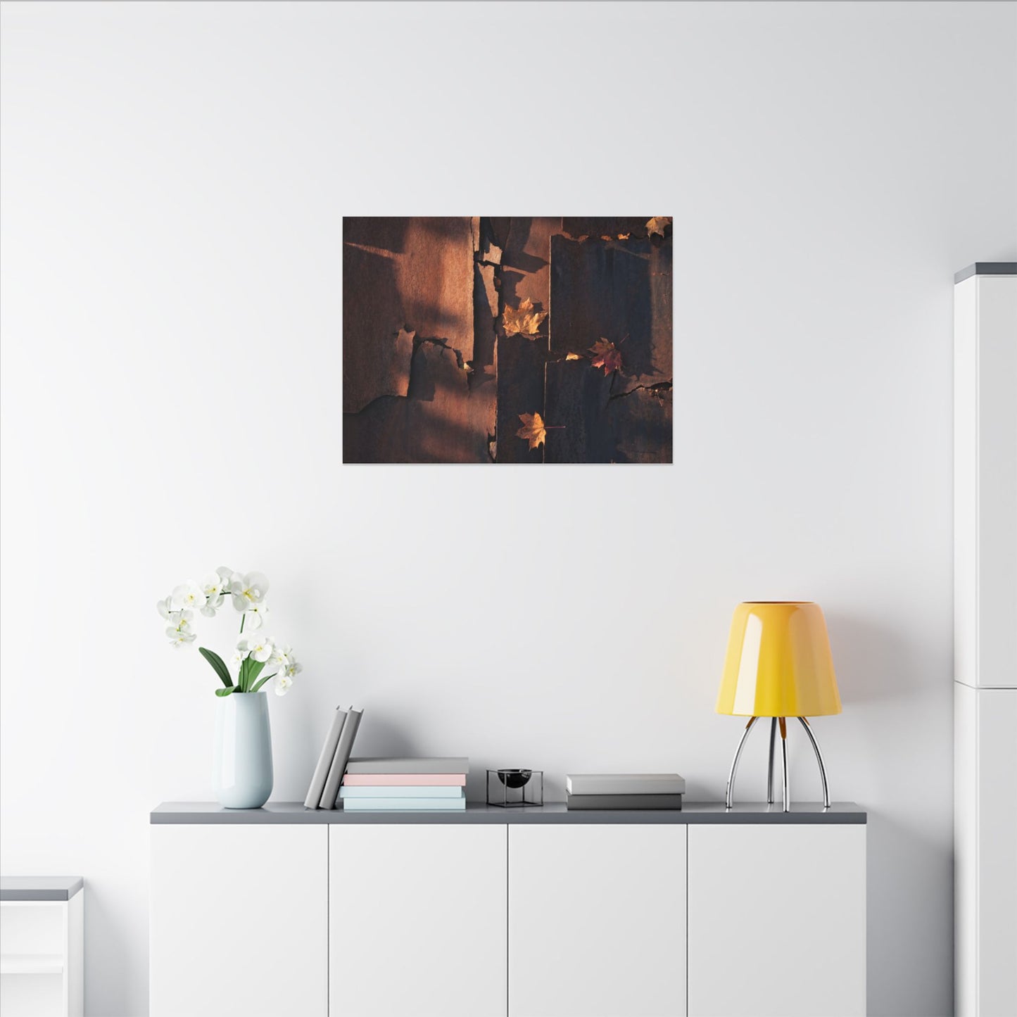 Seijaku Rust Patina Canvas Art - Dark Japandi Shadow Zen