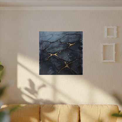 Mono No Aware Cracked Earth Canvas Art - Dark Japandi Charcoal Ink