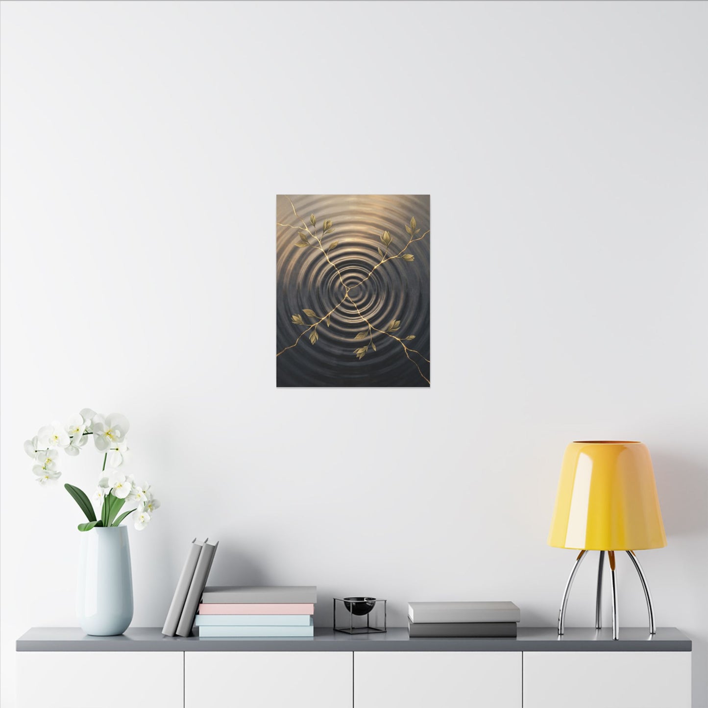 Kanso Water Ripple Canvas Art - Kintsugi Gold Vein