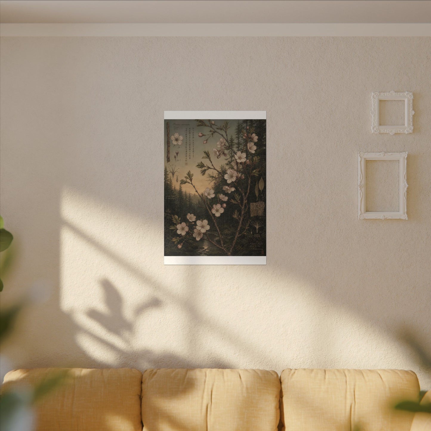Spring Cherry Blossom Herbarium Canvas Art | Nostalgic Decor