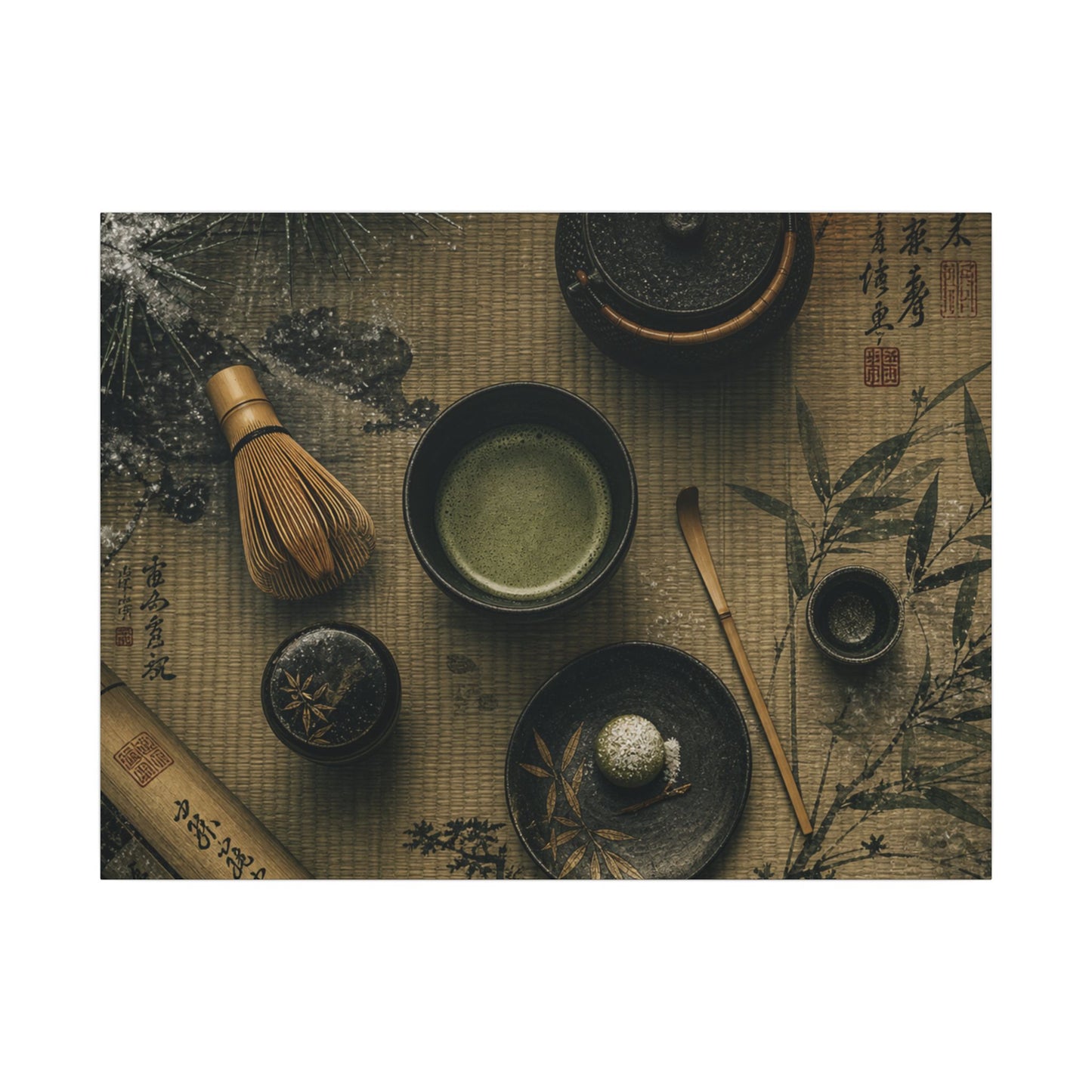 Tea Ceremony Canvas Art | Winter Zen Ukiyo E Inspired Art