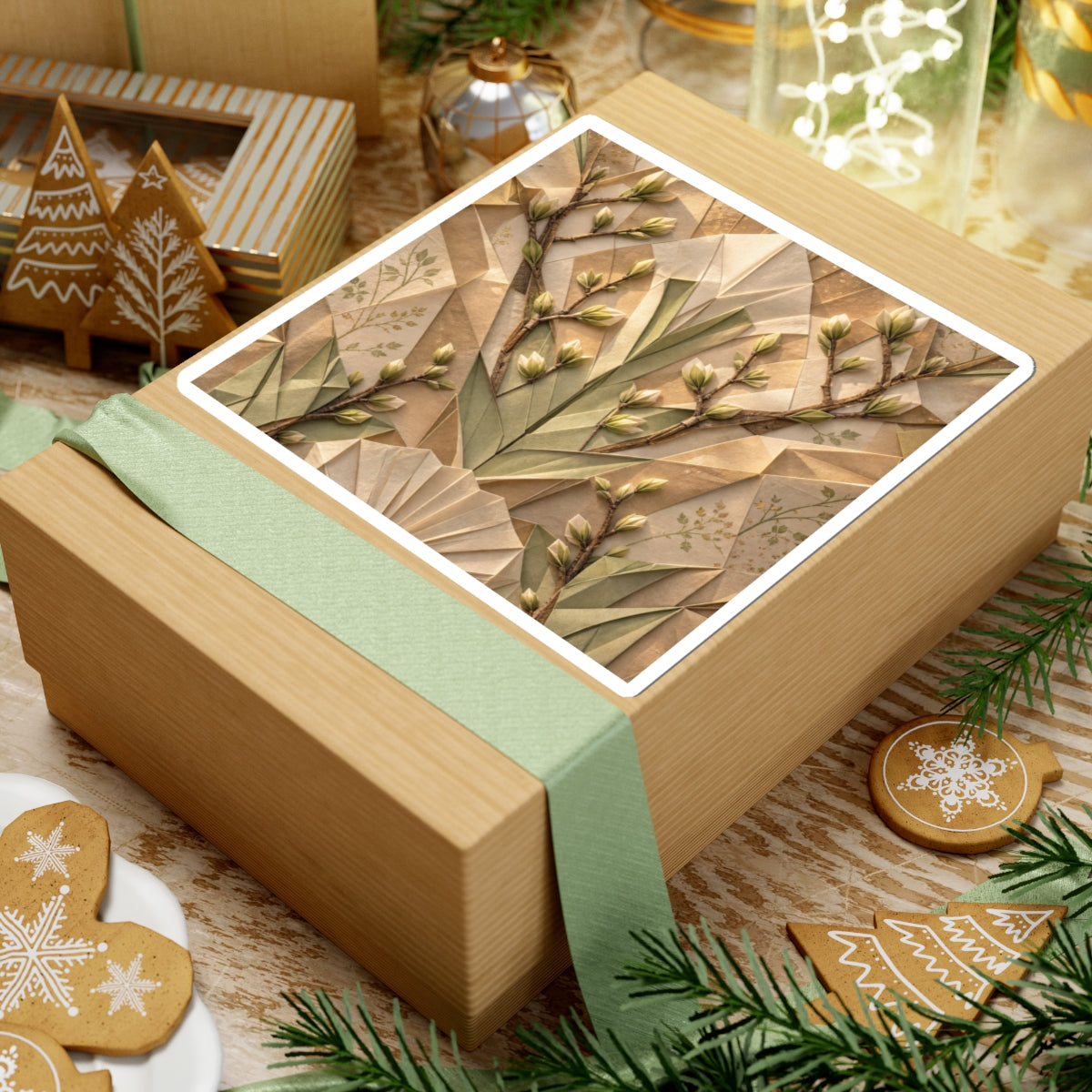 Earthy Paper Fold Sticker - Japanese Pattern Japandi