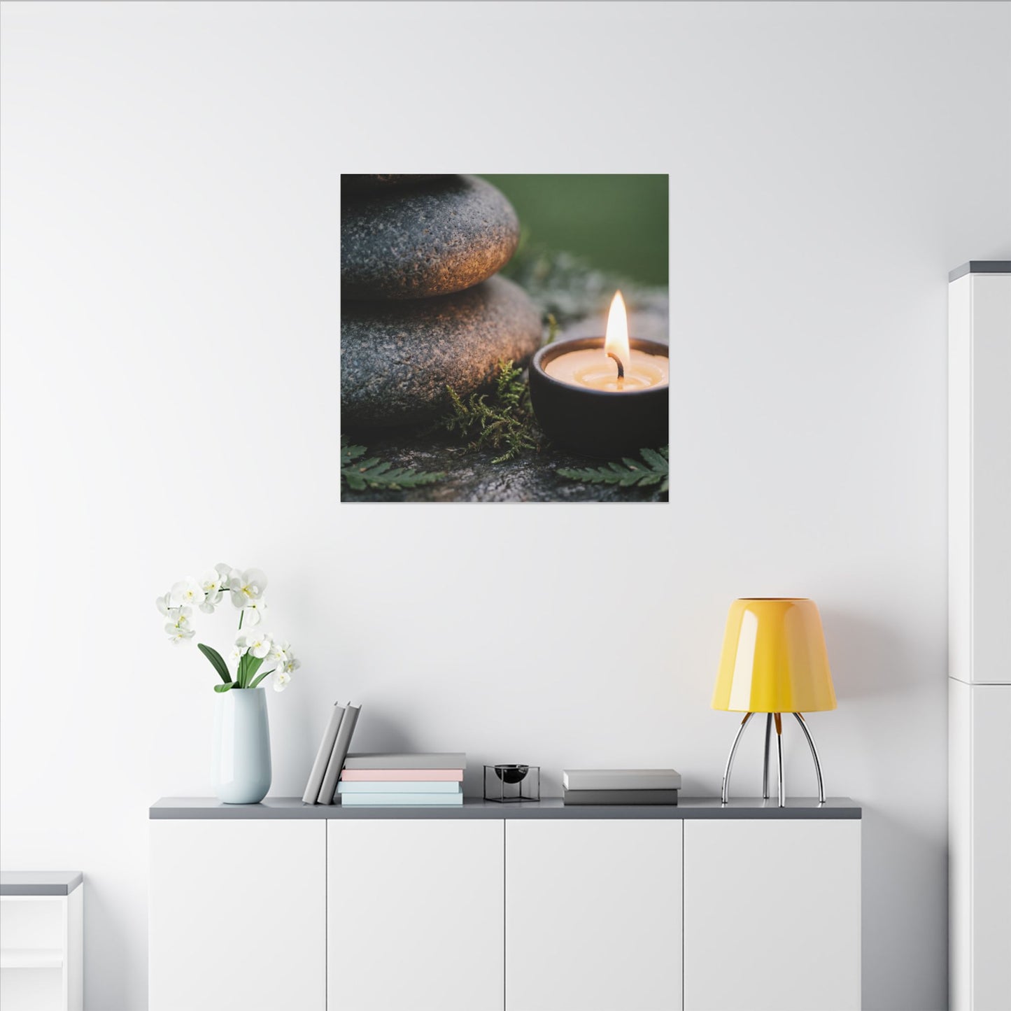 Warm River Stones Canvas Art - Japanese Pattern Japandi