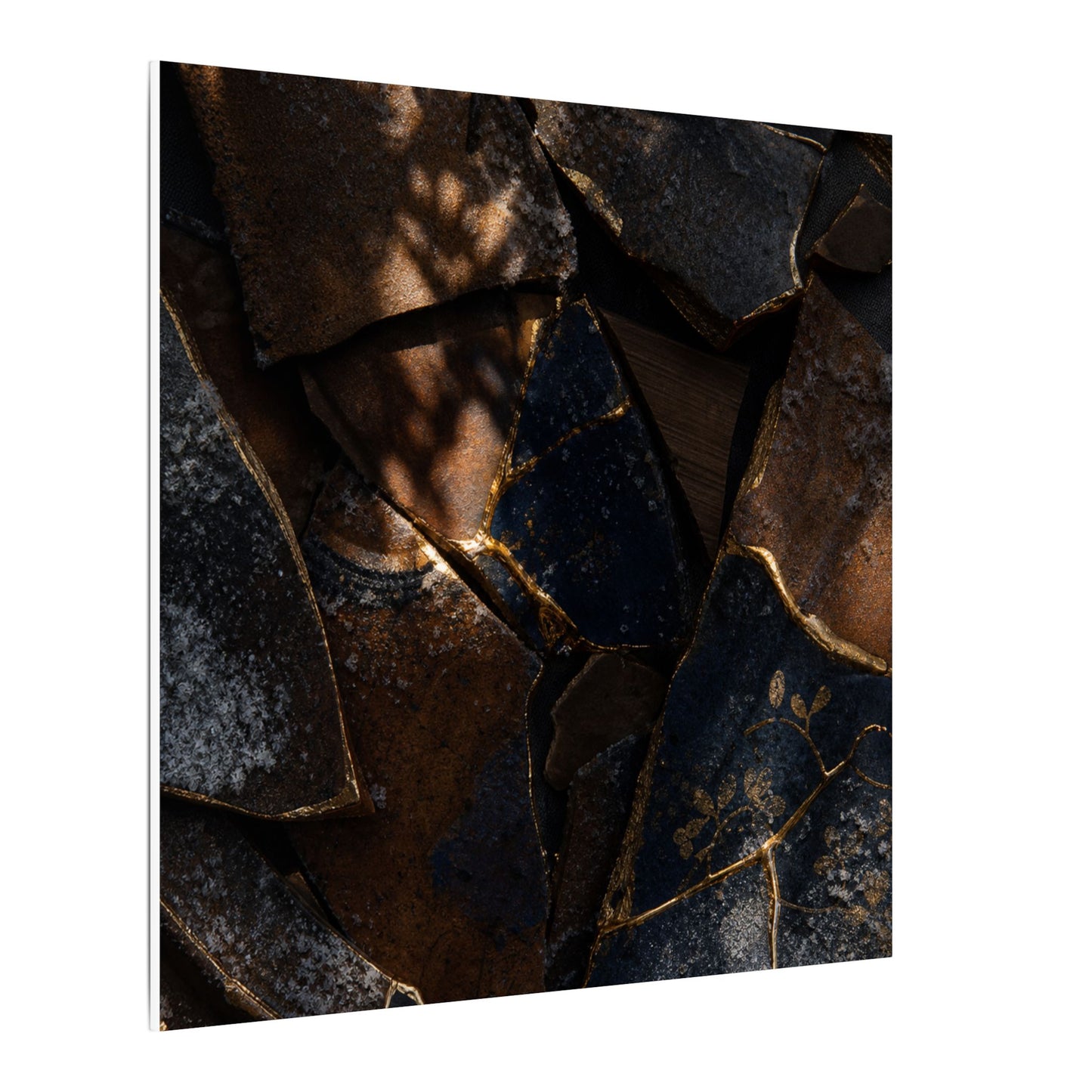 Fukinsei Broken Pottery Canvas Art - Dark Japandi Dark Texture