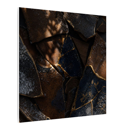 Fukinsei Broken Pottery Canvas Art - Dark Japandi Dark Texture