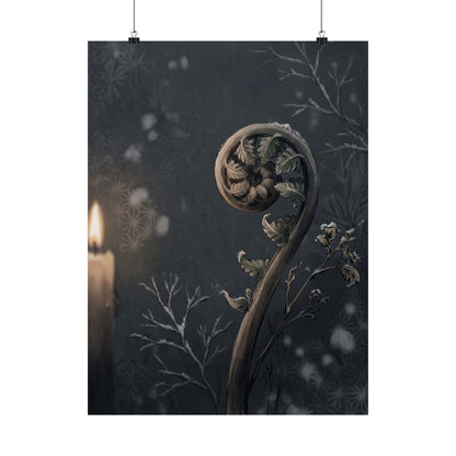 Fern Unfurling Japanese Pattern Wall Art Print | Warm Japandi Art