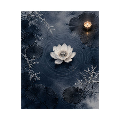 Lotus Flower Wall Art Print | Winter Zen Sumi E Art