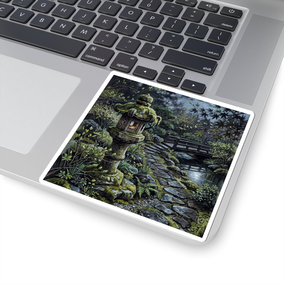 Stone Lantern Texture Sticker | Elegant Japandi Art Art Print