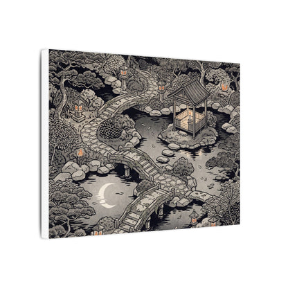 Moonlit Garden Ukiyo E Inspired Canvas Art | Serene Zen Art