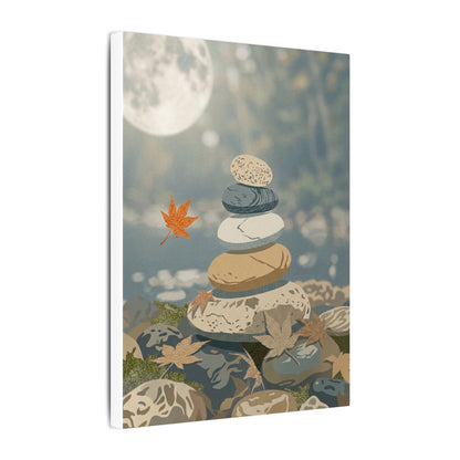 Warm River Stones Canvas Art - Japanese Pattern Japandi