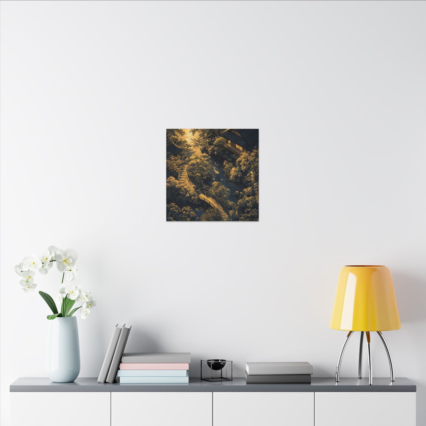 Contemplative Moonlit Garden Canvas Art - Ukiyo E Inspired Zen