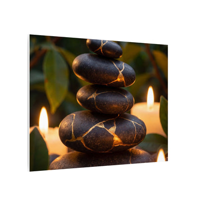 Summer River Stones Gold Vein Canvas Art | Philosophical Decor
