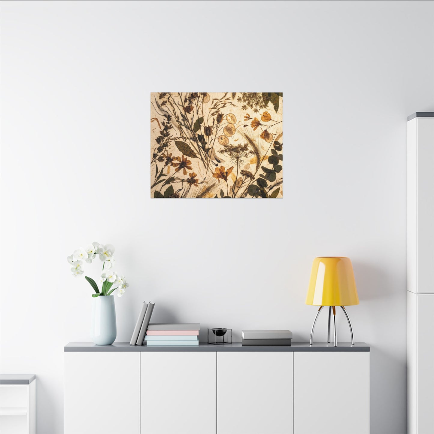 Dried Flowers Summer Canvas Art | Japandi Neutral Design